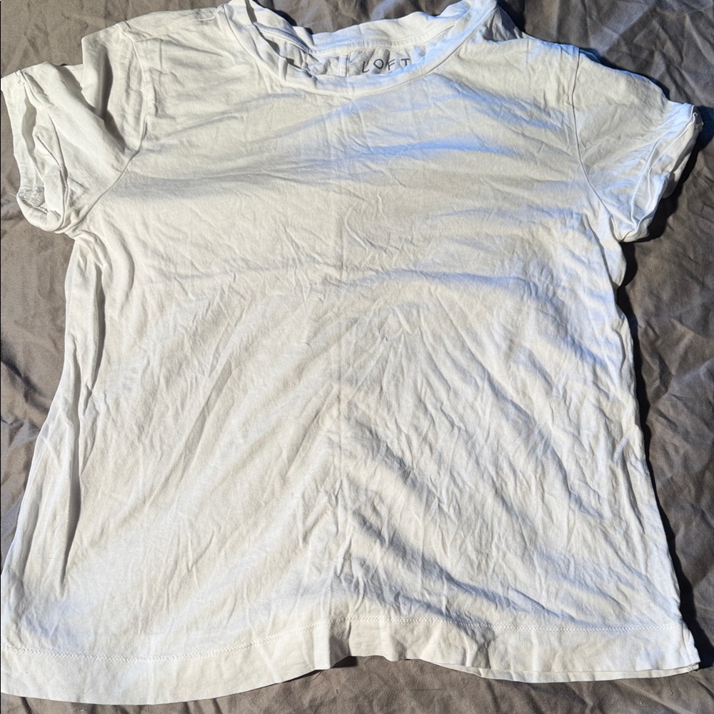 LOFT White Short Sleeve Crewneck Tee